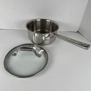 Emeril Lagasse Stainless Steel Saucepan with Glass Lid 1.5 Quart Pot Silver